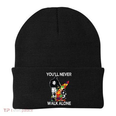 Autism Dad Support Alone Puzzle You'll Never Walk Beanie