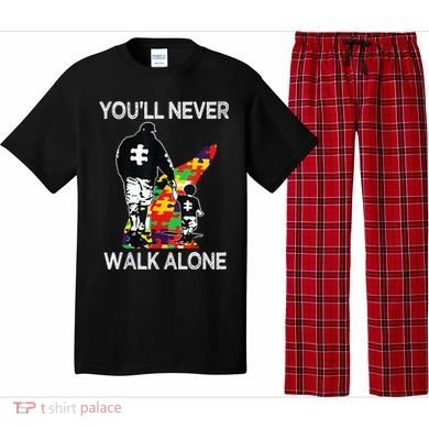 Autism Dad Support Alone Puzzle You'll Never Walk Pajama Set