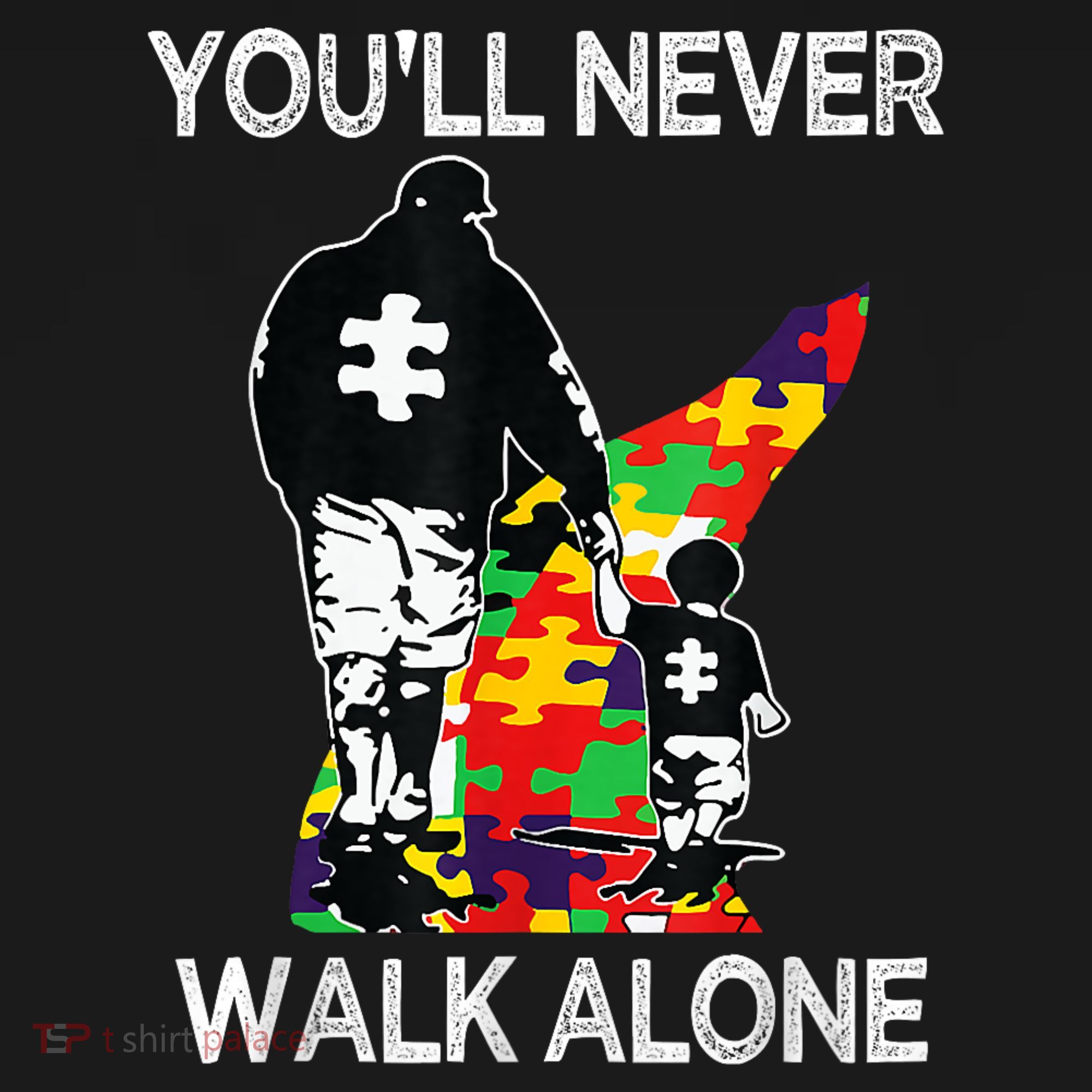 Autism Dad Support Alone Puzzle You'll Never Walk Pajama Set