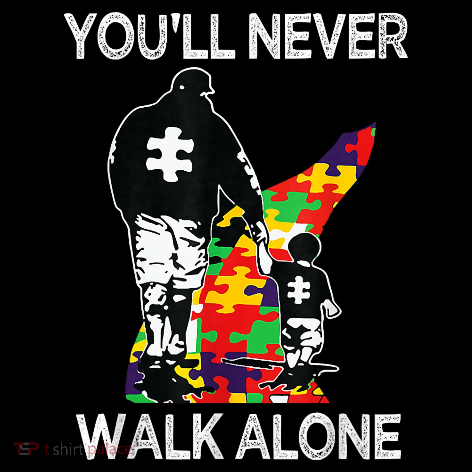 Autism Dad Support Alone Puzzle You'll Never Walk Women's Hoodie