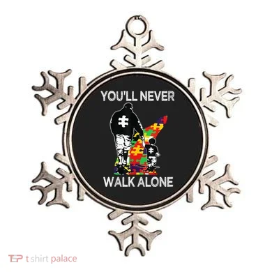 Autism Dad Support Alone Puzzle You'll Never Walk Ornament