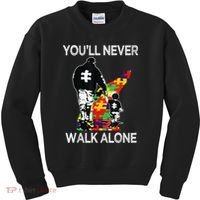 Autism Dad Support Alone Puzzle You'll Never Walk Kids Sweatshirt thumb 0