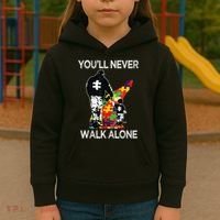 Autism Dad Support Alone Puzzle You'll Never Walk Kids Hoodie thumb 3
