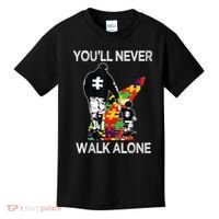 Autism Dad Support Alone Puzzle You'll Never Walk Kids T-Shirt thumb 0