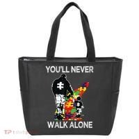 Autism Dad Support Alone Puzzle You'll Never Walk Tote Bag thumb 0