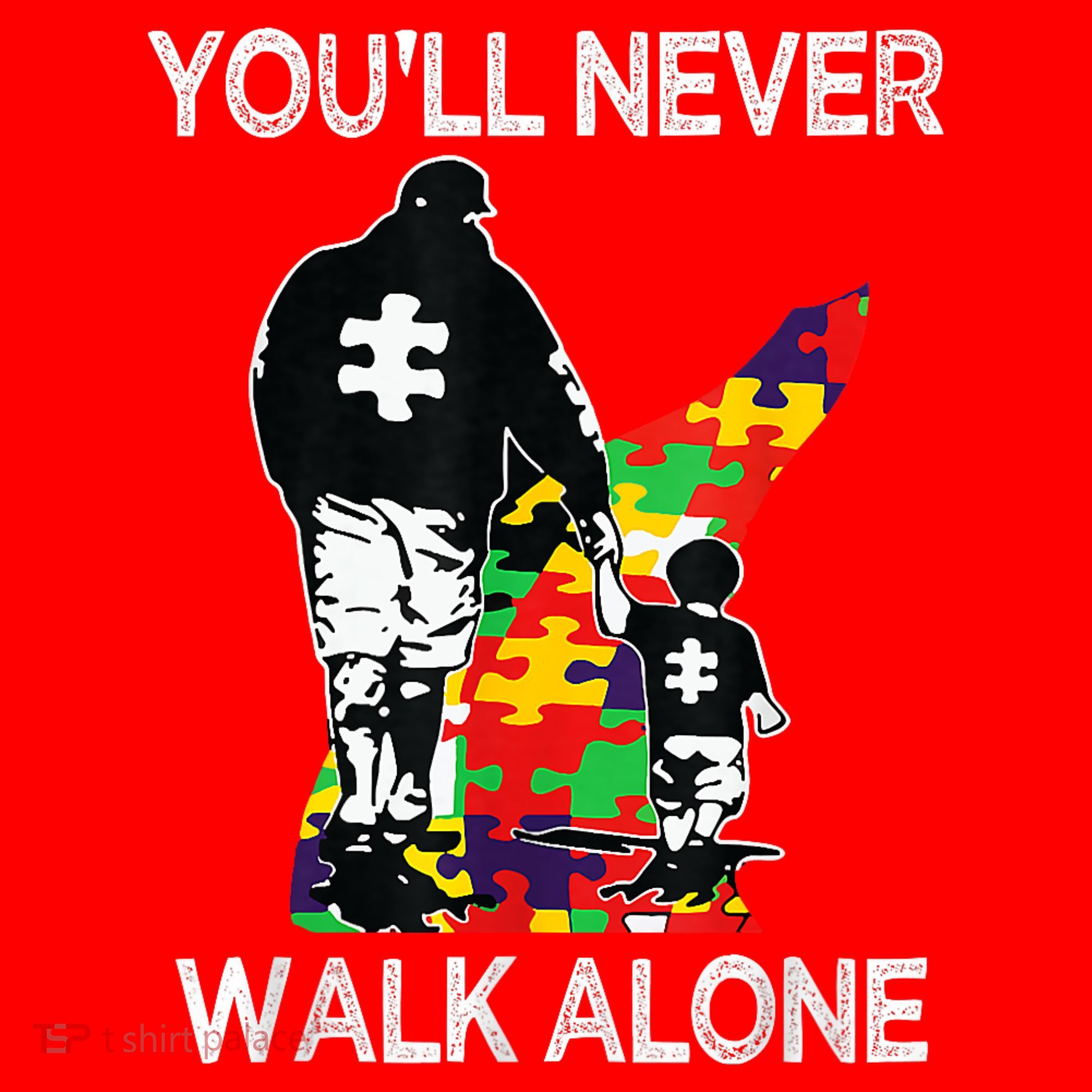 Autism Dad Support Alone Puzzle You'll Never Walk Santa Hat