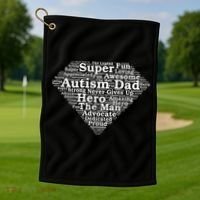 Autism Dad Superhero Fathers Day Golf Towel thumb 1