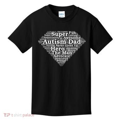 Autism Dad Superhero Fathers Day Kids T-Shirt