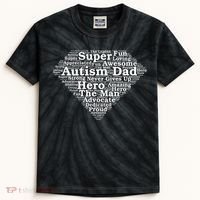 Autism Dad Superhero Fathers Day Kids Tie-Dye T-Shirt thumb 0