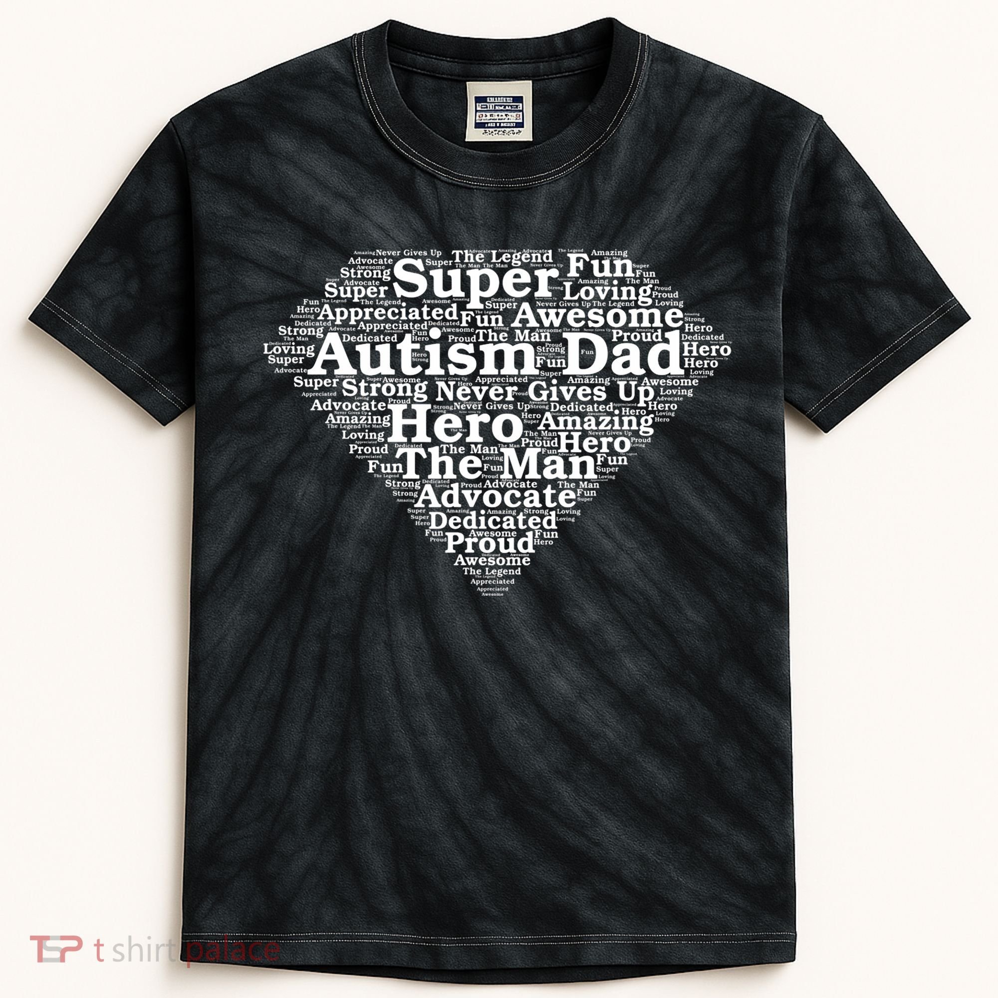 Autism Dad Superhero Fathers Day Kids Tie-Dye T-Shirt