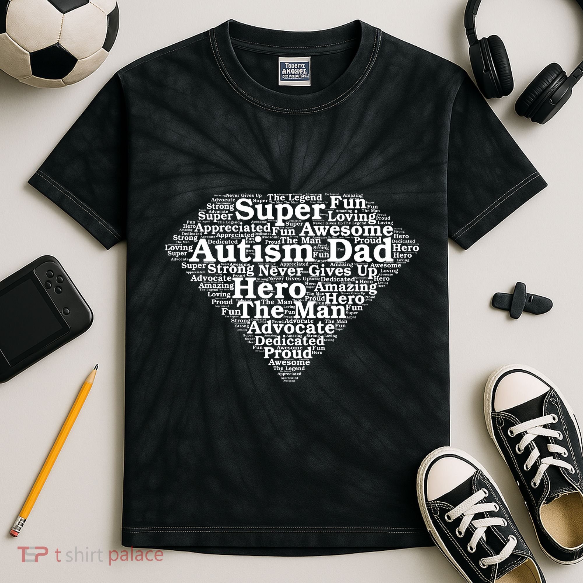 Autism Dad Superhero Fathers Day Kids Tie-Dye T-Shirt