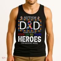 Autism Dad Some People Look Up To Their Heroes Tank Top thumb 3