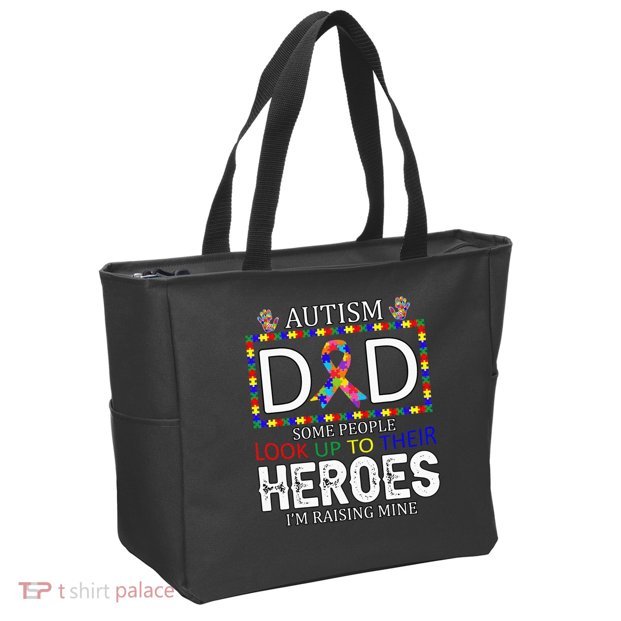 Autism Dad Some People Look Up To Their Heroes Tote Bag