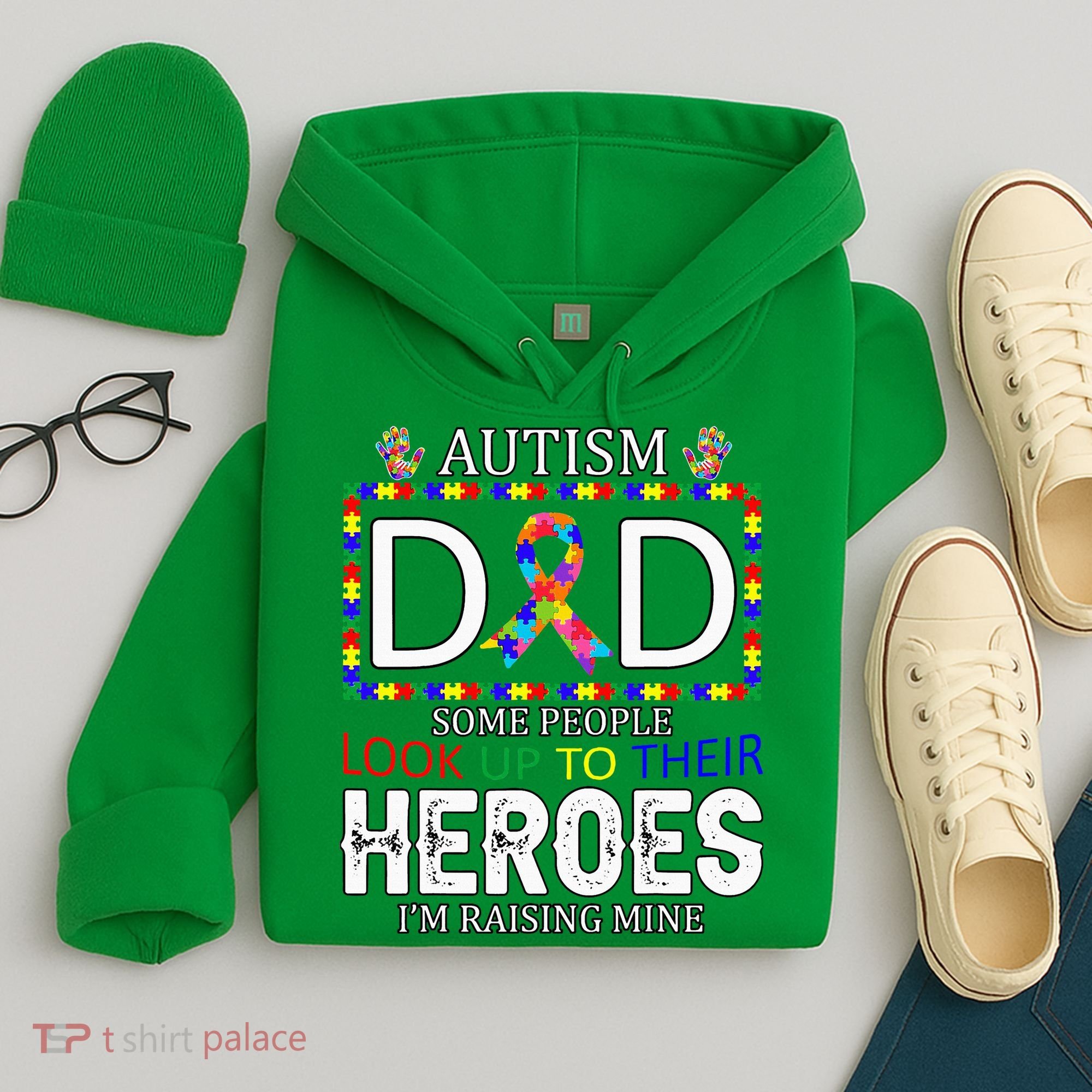 Autism Dad Some People Look Up To Their Heroes Hoodie