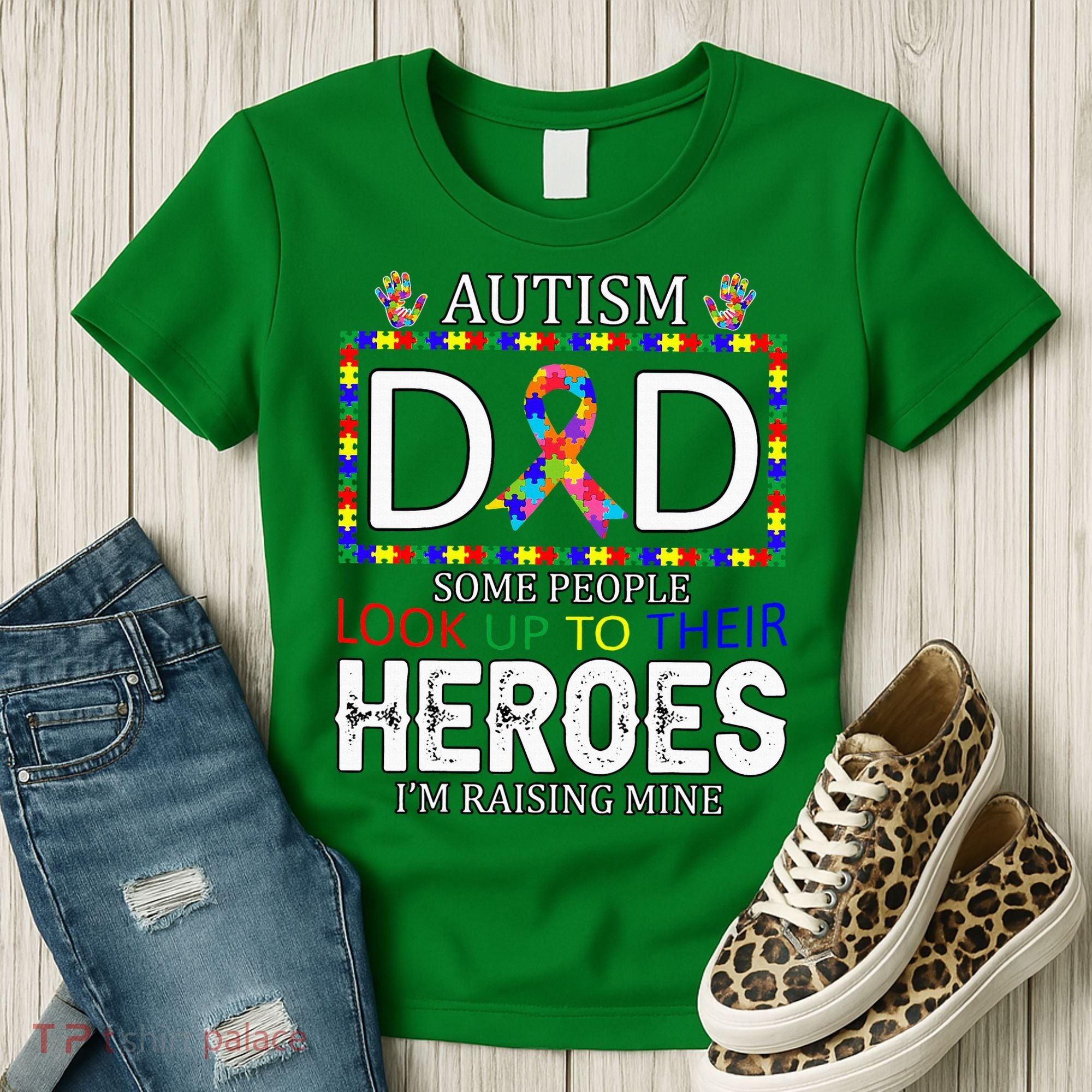 Autism Dad Some People Look Up To Their Heroes Women's T-Shirt