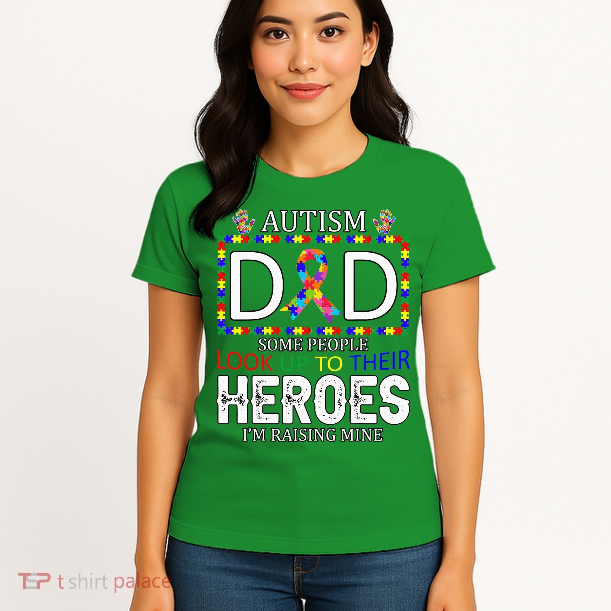 Autism Dad Some People Look Up To Their Heroes Women's T-Shirt