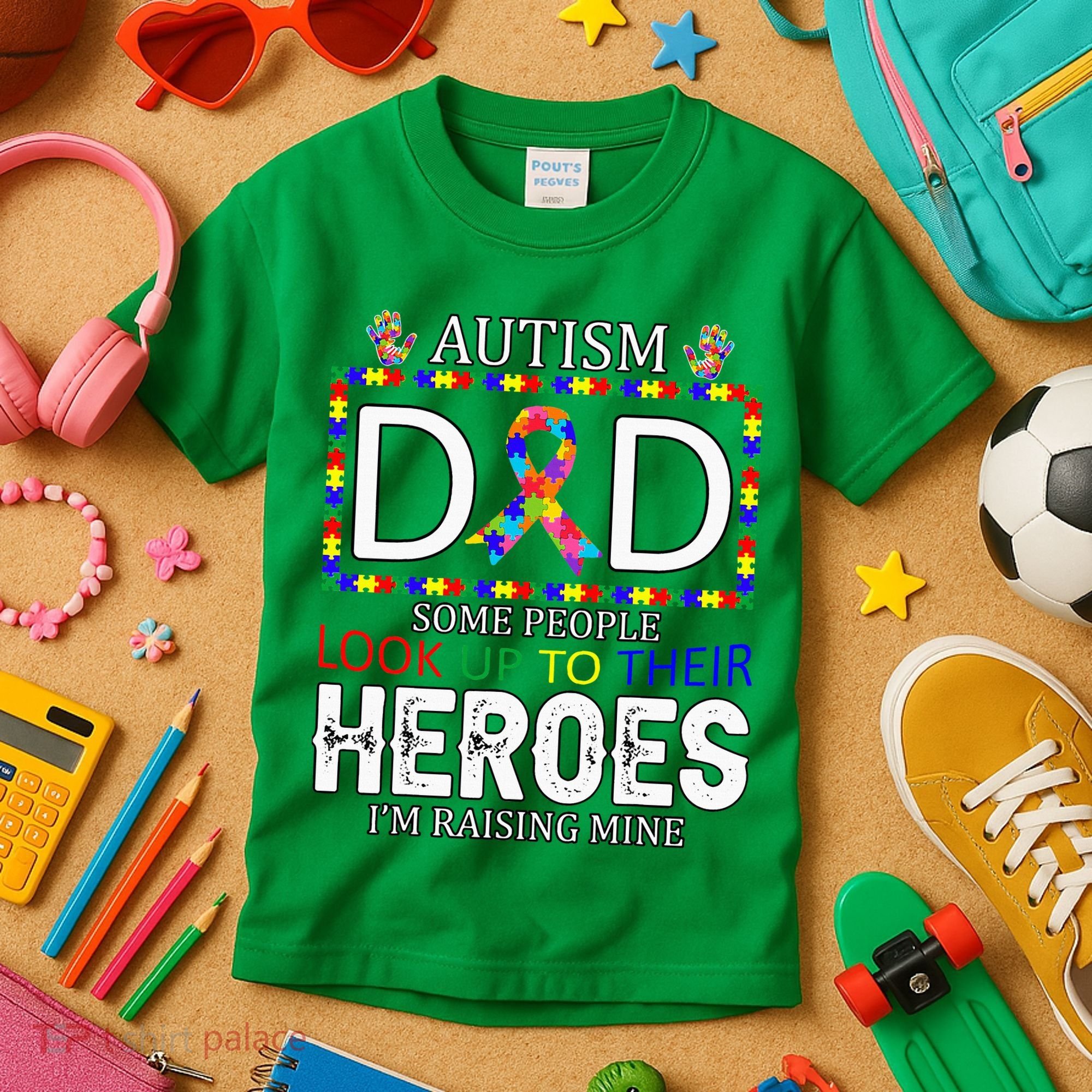 Autism Dad Some People Look Up To Their Heroes Kids T-Shirt