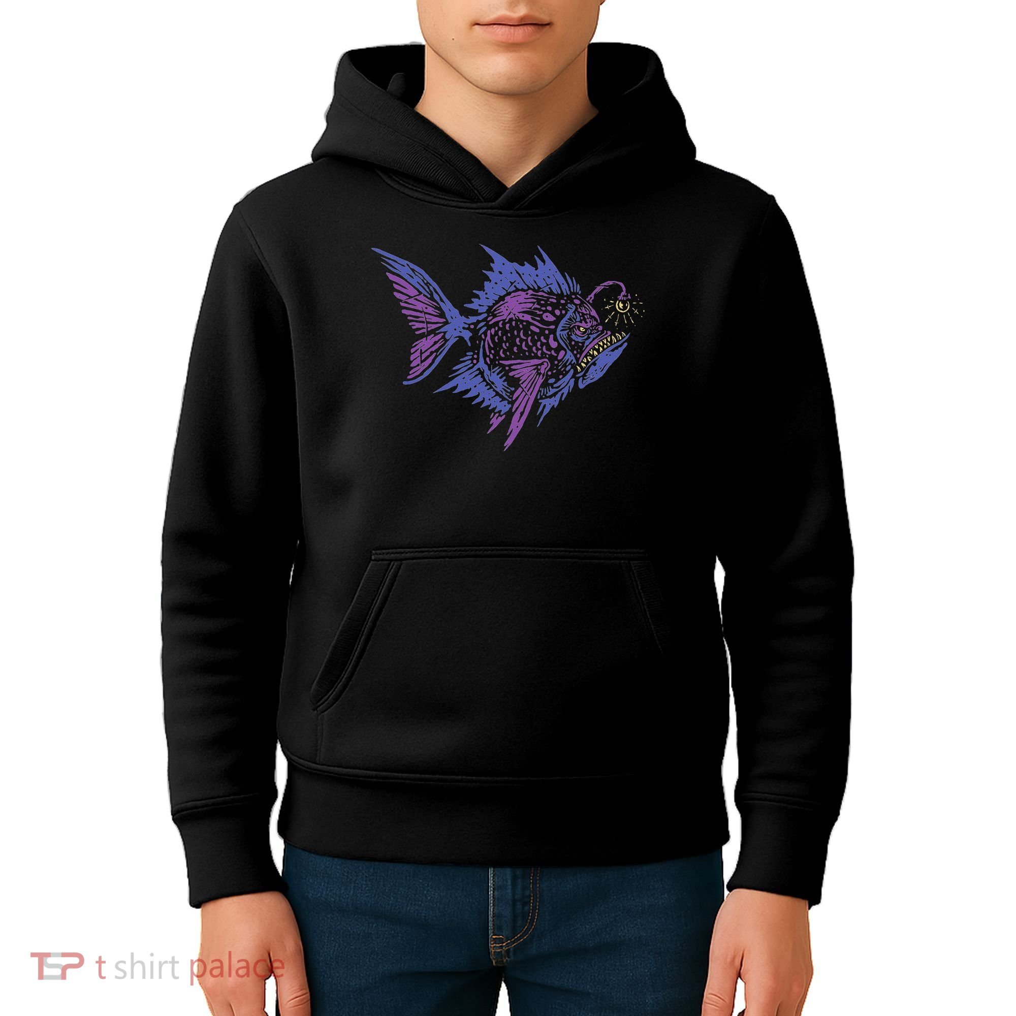 Anglerfish Deep Sea Creatures Sea Monster Angler Fish Kids Hoodie