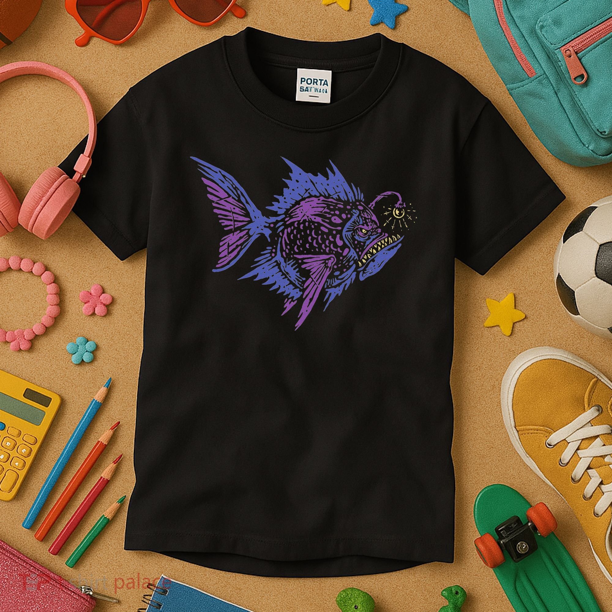 Anglerfish Deep Sea Creatures Sea Monster Angler Fish Kids T-Shirt