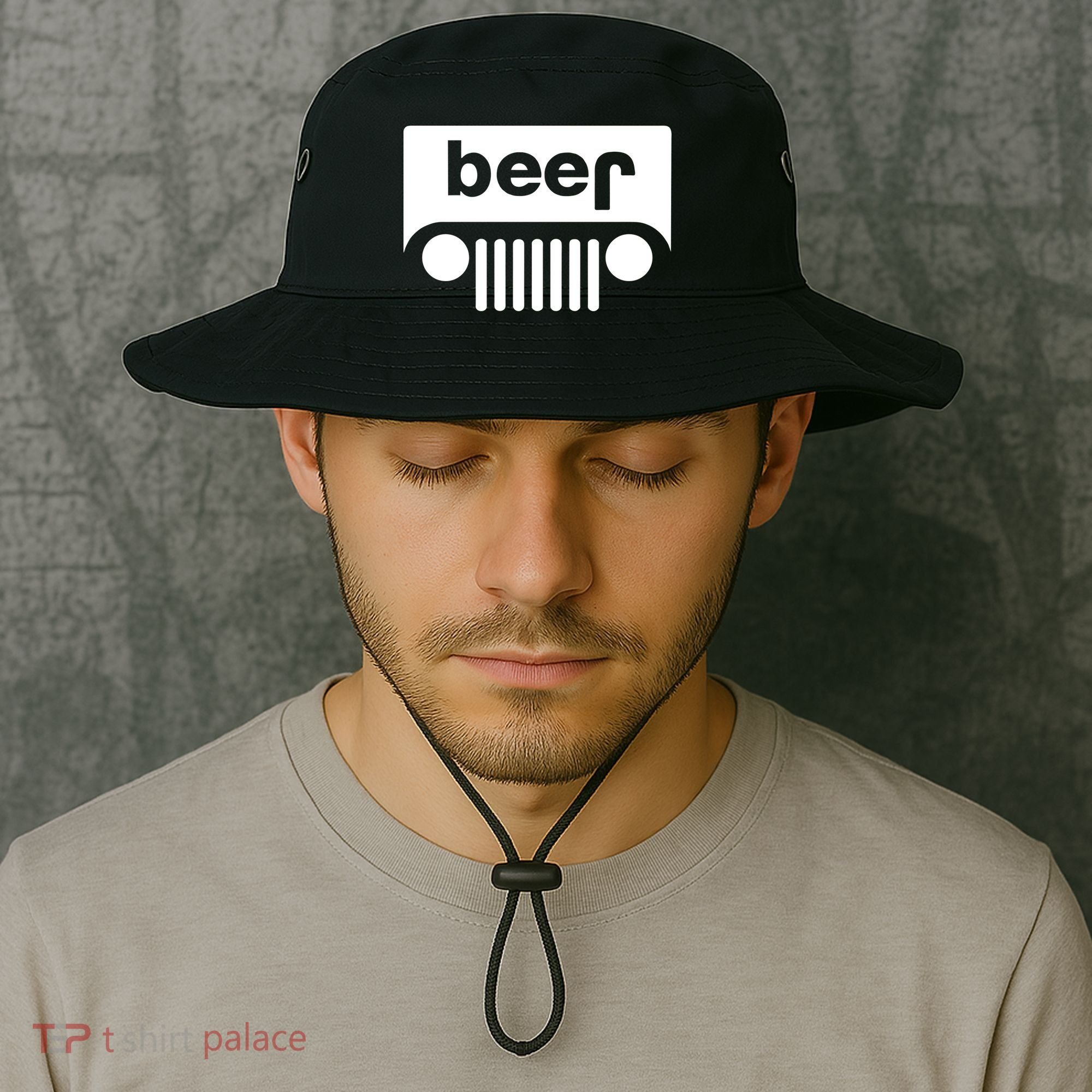 Adult Beer Funny Upside Down Logo Bucket Hat