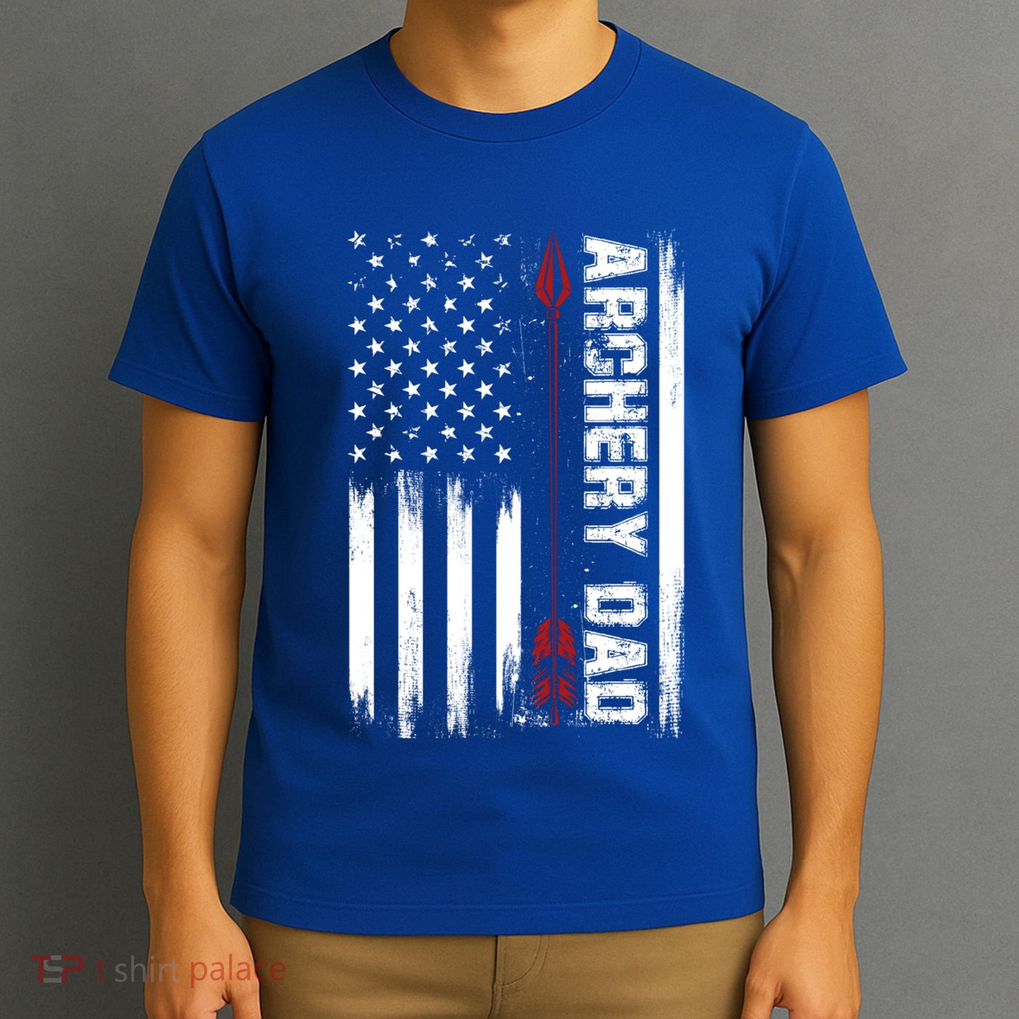 Archery Dad Vintage Usa Red White Flag Cute Gift T-Shirt