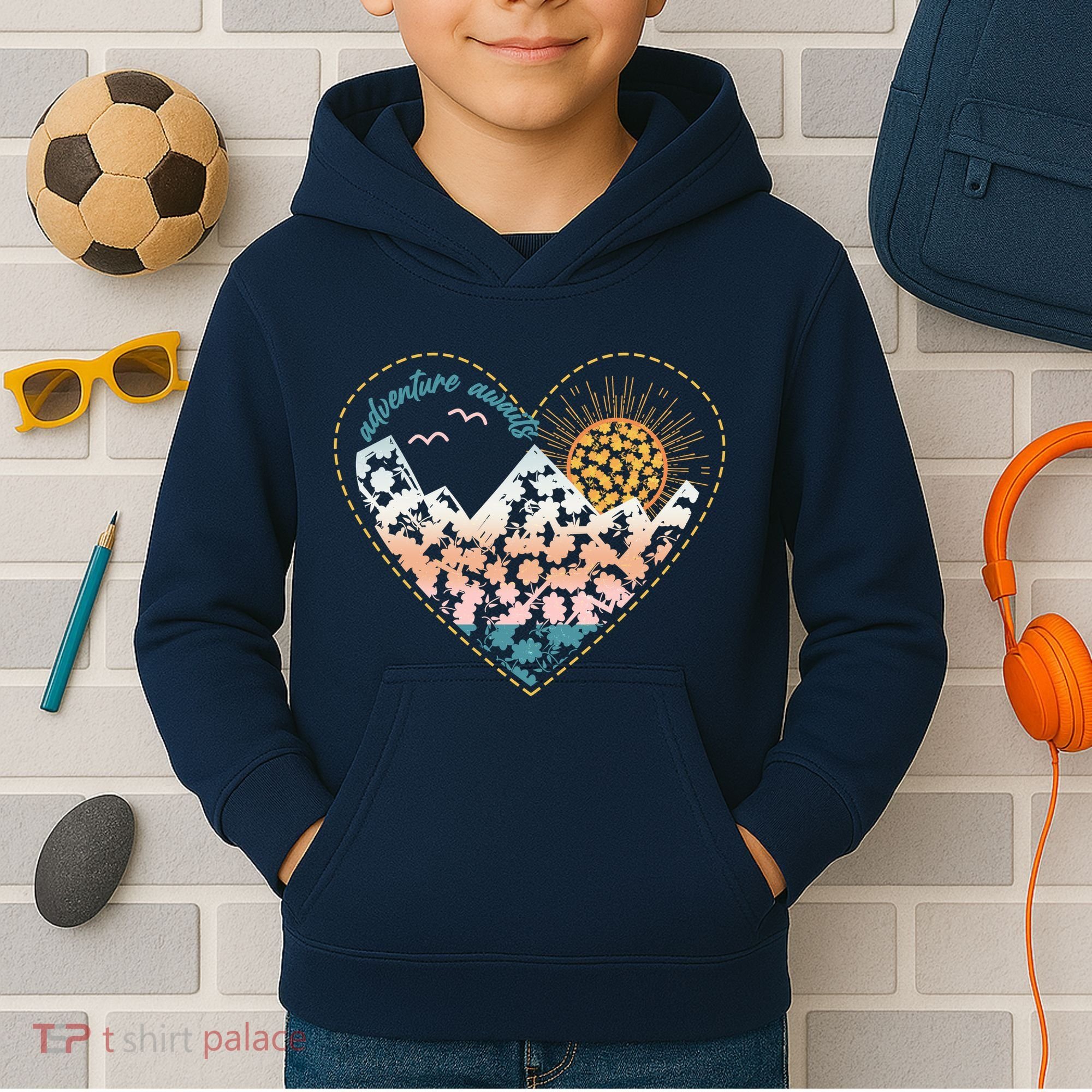 Adventure Awaits Nature Cute Wilderness Kids Hoodie