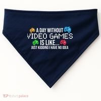 A Day Without Video Games Funny Gamer USA-Made Doggie Bandana thumb 0