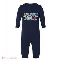 A Day Without Video Games Funny Gamer Infant Fleece One Piece thumb 0