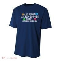 A Day Without Video Games Funny Gamer Youth Performance Sprint T-Shirt thumb 0