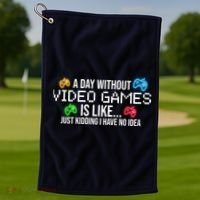 A Day Without Video Games Funny Gamer Golf Towel thumb 1