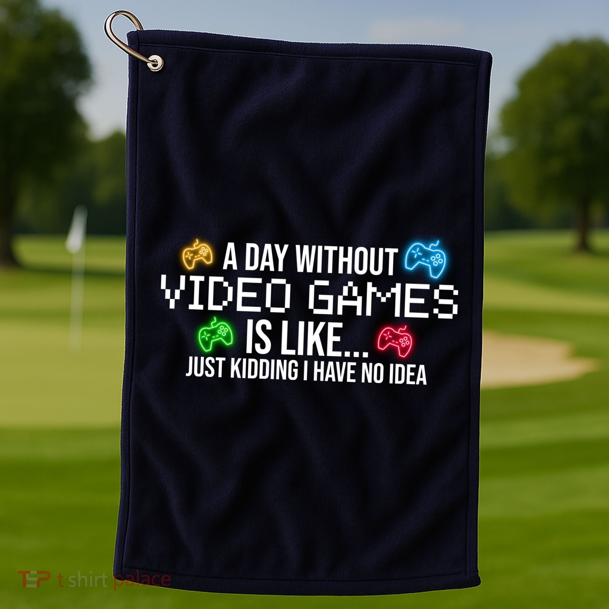 A Day Without Video Games Funny Gamer Golf Towel