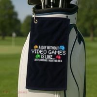A Day Without Video Games Funny Gamer Golf Towel thumb 2