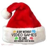 A Day Without Video Games Funny Gamer Santa Hat thumb 0