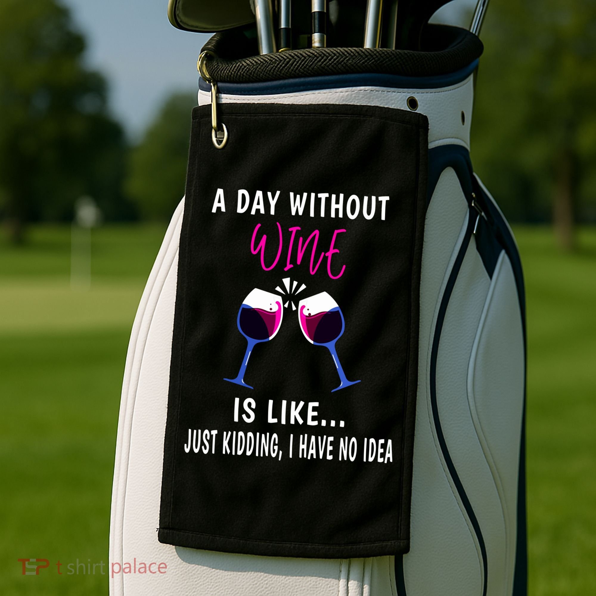 A Day Without Wine Wine Ladies Girl Drinking Wine Golf Towel