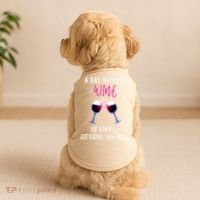A Day Without Wine Wine Ladies Girl Drinking Wine Doggie Tank thumb 2
