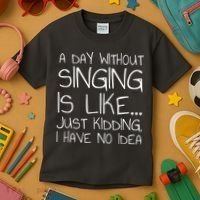 A Day Without Singing Is Like Just Kidding Kids T-Shirt thumb 3