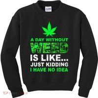 A Day Without Weed Funny Marijuana Cannabis Weed Pot 420 Kids Sweatshirt thumb 0