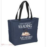 A Day Without Reading Is Like, Book Lover Gift & Reading Tote Bag thumb 2