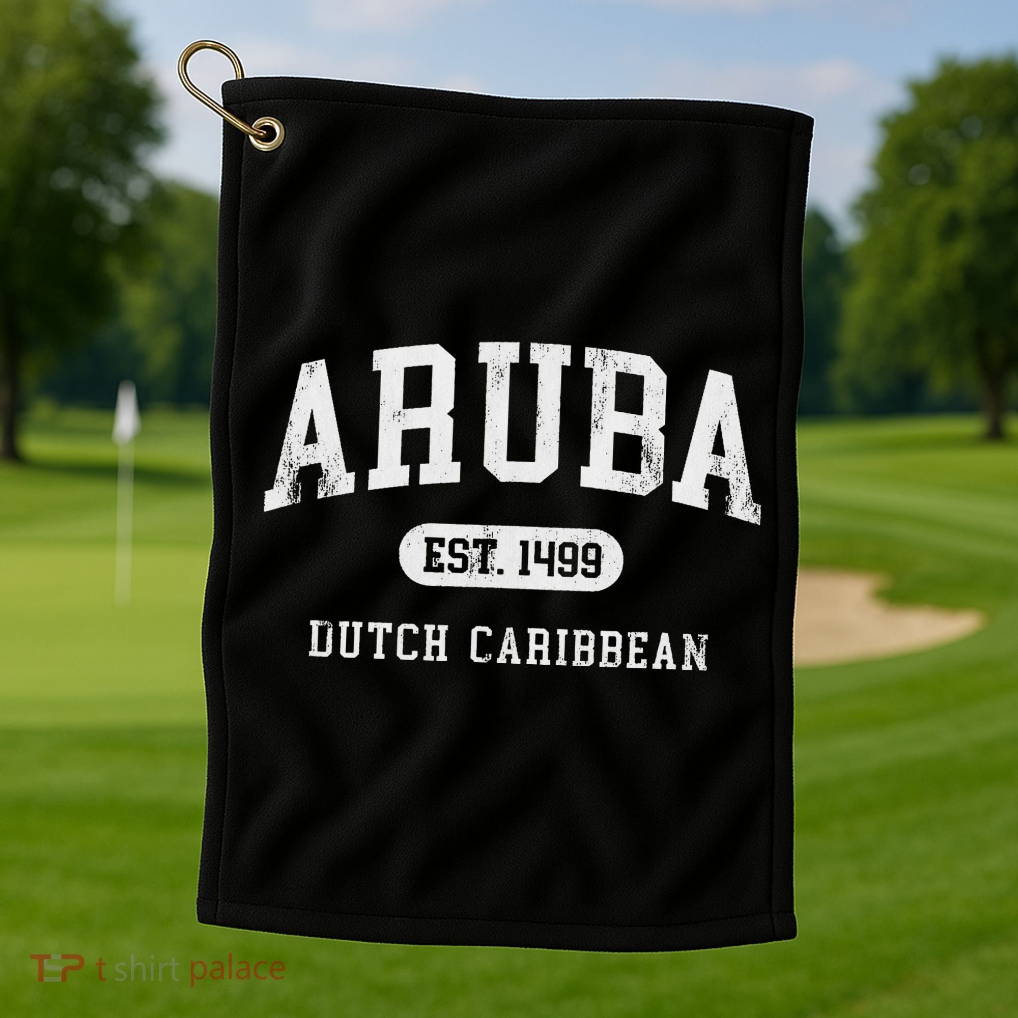 Aruba Est 1499 Throwback Letter Souvenir Golf Towel