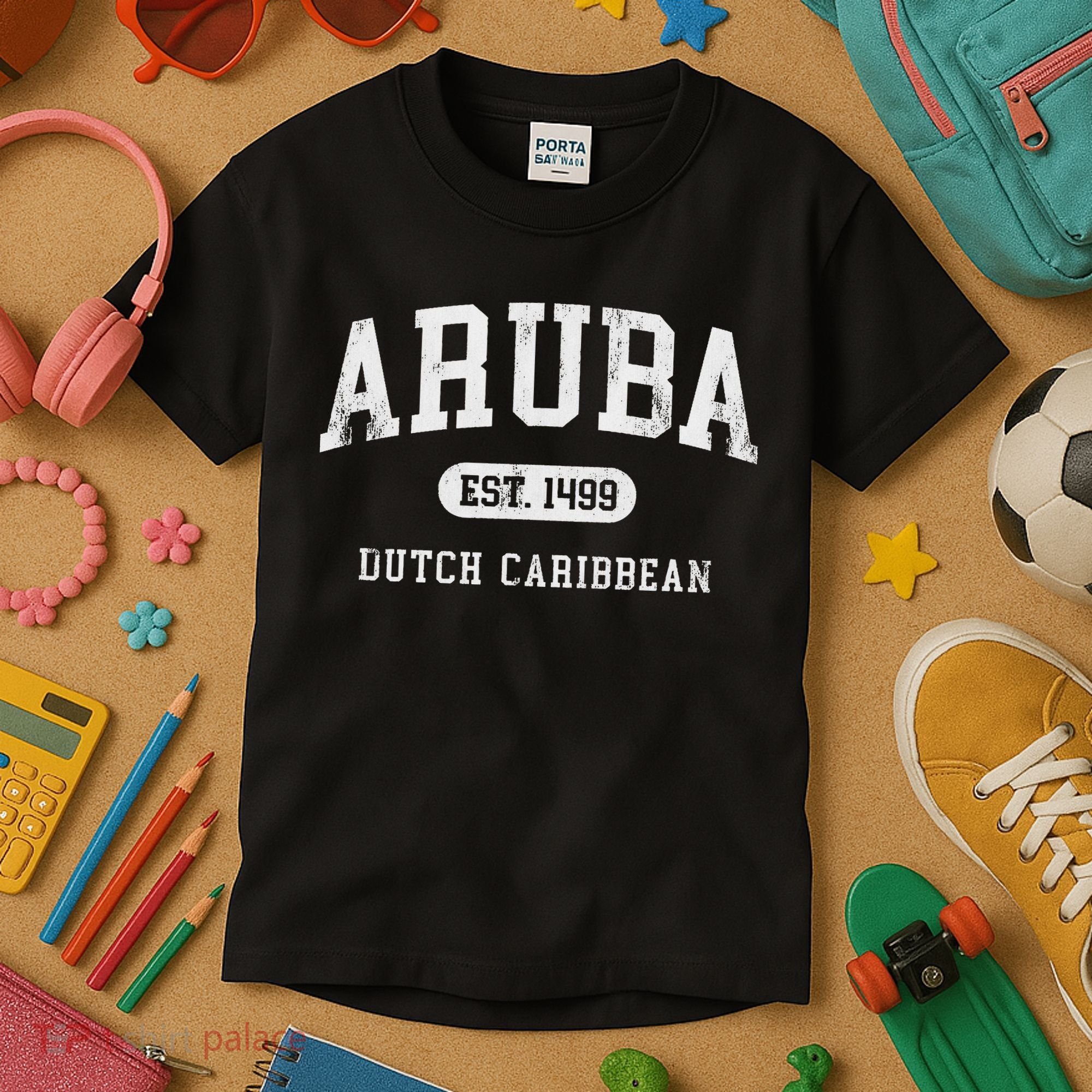 Aruba Est 1499 Throwback Letter Souvenir Kids T-Shirt