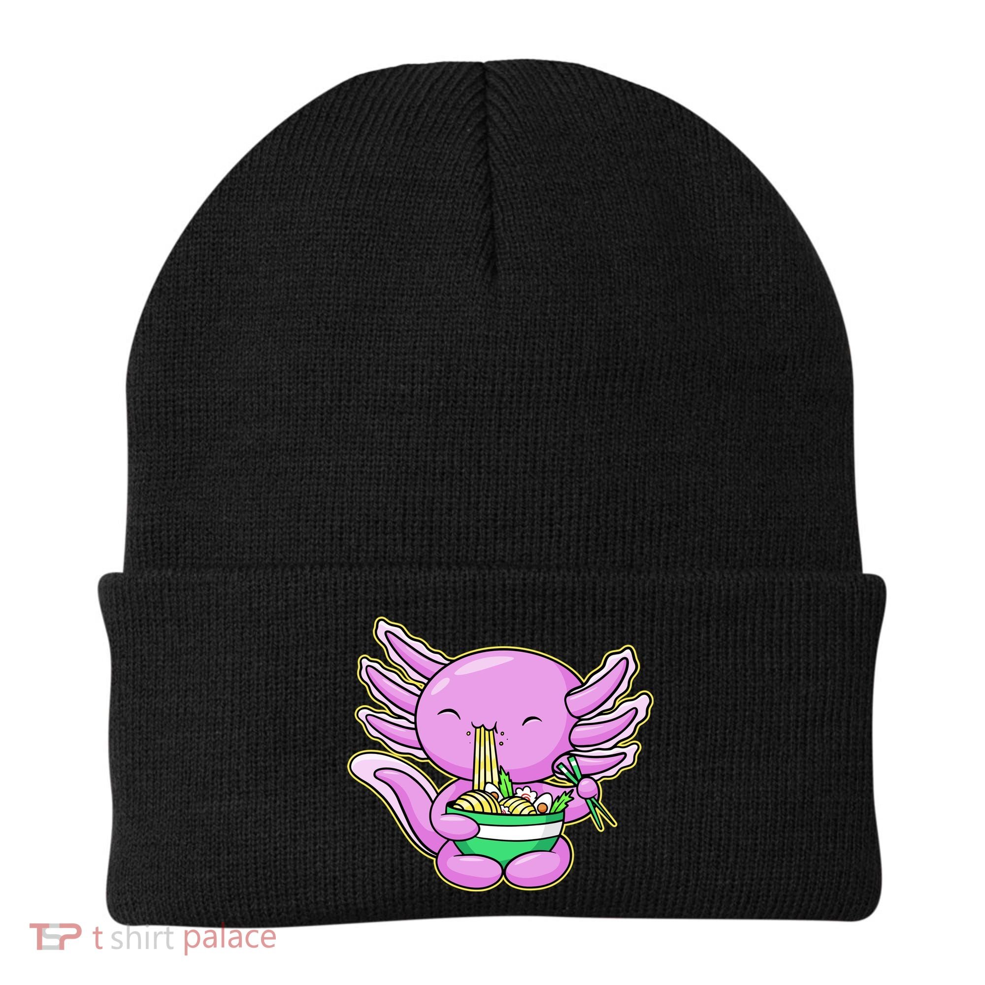 Axolotl Eating A Bowl Of Ramen Anime Funny Cute Beanie