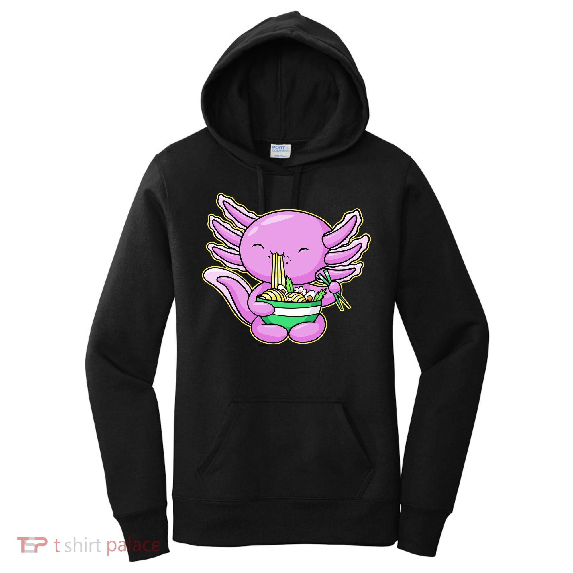 Axolotl Eating A Bowl Of Ramen Anime Funny Cute Women's Hoodie