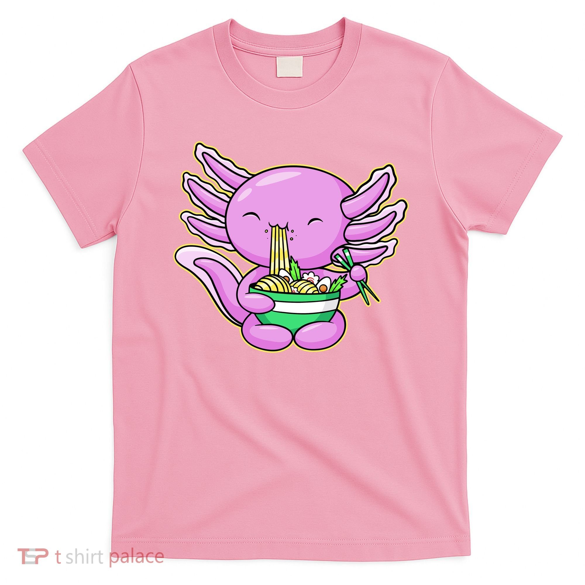 Axolotl Eating A Bowl Of Ramen Anime Funny Cute T-Shirt
