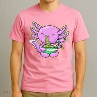 Axolotl Eating A Bowl Of Ramen Anime Funny Cute T-Shirt thumb 3