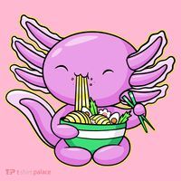 Axolotl Eating A Bowl Of Ramen Anime Funny Cute T-Shirt thumb 7