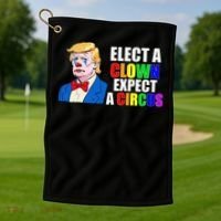 Anti-Trump Elect A Clown Expect A Circus Resist Protest Golf Towel thumb 1