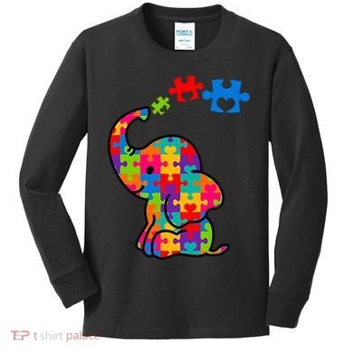 Autism Elephant Kids Long Sleeve Shirt