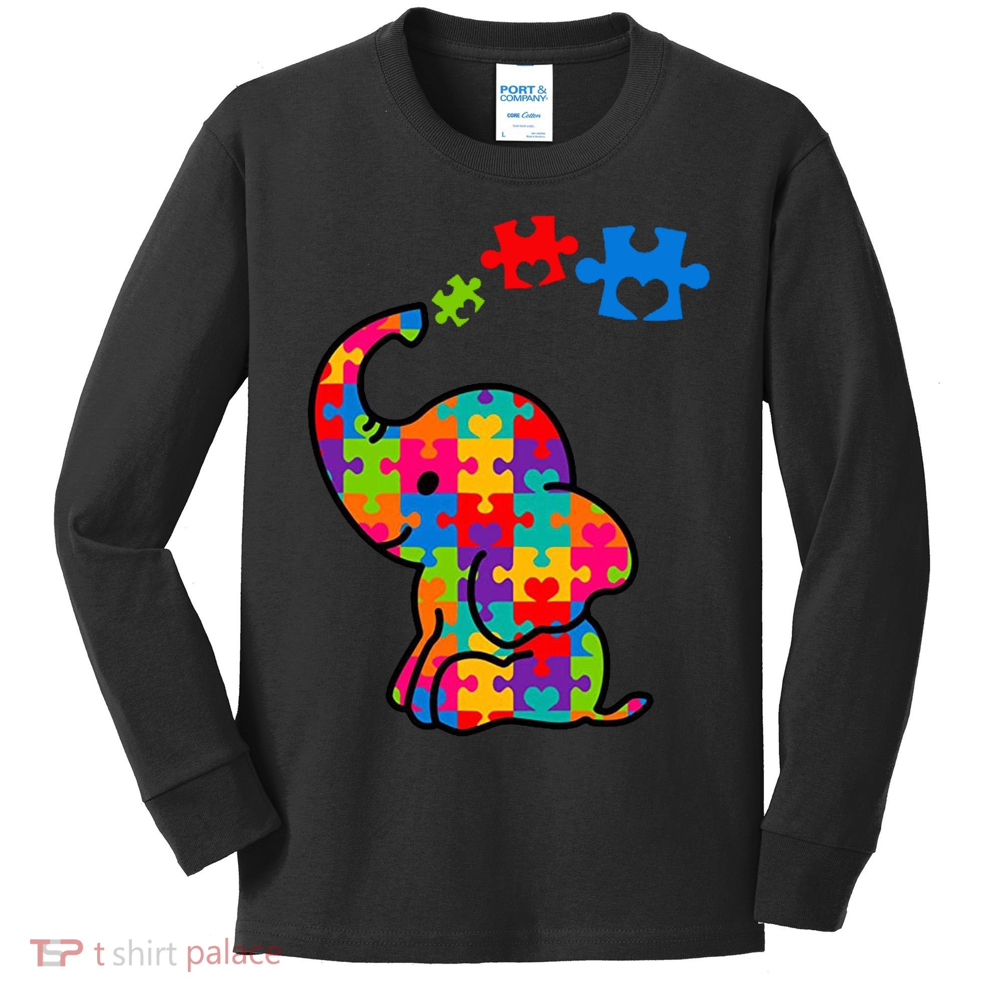 Autism Elephant Kids Long Sleeve Shirt