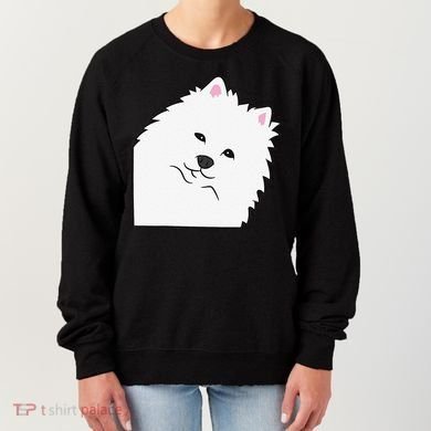 American Eskimo Dog Peeking From Side Cute American Eskimo Women's Sweatshirt