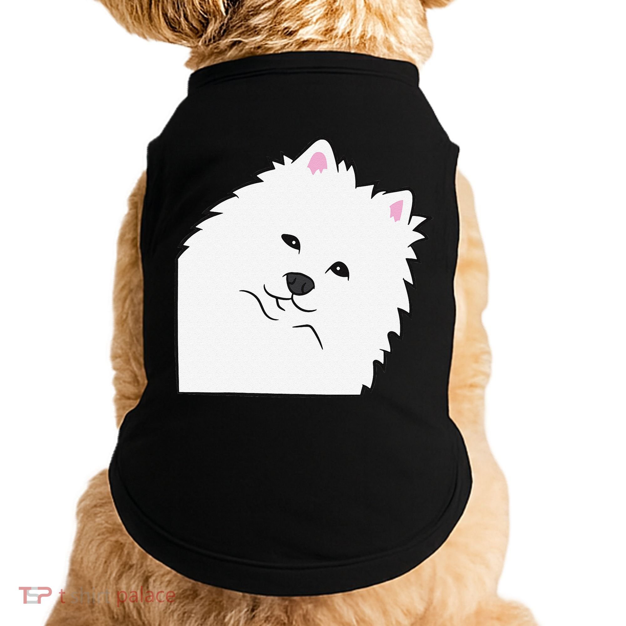 American Eskimo Dog Peeking From Side Cute American Eskimo Doggie Tank
